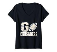 Women's Go Crusaders Football Vintage V-Neck T-Shirt