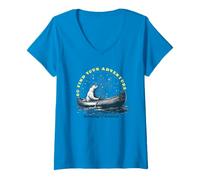 Women's Go Find Your Adventure! Polar Bear, Stars & Canoe Scouting V-Neck T-Shirt