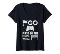 Womens Go First to The Finish Wins Icons V-Neck T-Shirt