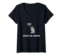 Womens Go Fluff Yourself Irritable Owl Syndrome V-Neck T-Shirt