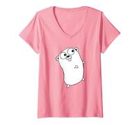 Womens Go Golang Programming Language Logo Mascot Gopher T-Shirt V-Neck T-Shirt
