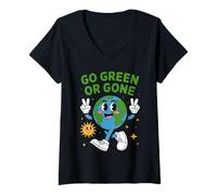 Women's Go Green Or Gone Planet Environmentalist Earth Day V-Neck T-Shirt