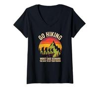 Women's Go Hiking Worst Case Scenario Eat Your Friends V-Neck T-Shirt