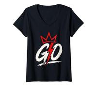 Women's Go Lightning Bolt Energy Graphic Minimal Bold Design V-Neck T-Shirt