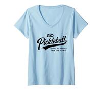 Women's Go Pickleball Don't Hit The Net Win The Points Funny Player V-Neck T-Shirt