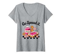 Womens Go Spread It Floral Jam Christian Faith-Based Religious V-Neck T-Shirt