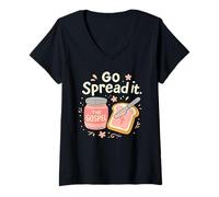 Womens Go Spread It Funny Gospel Pun Christian Faith Religious Art V-Neck T-Shirt