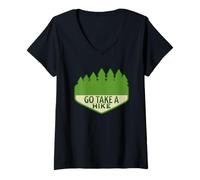 Womens Go Take A Hike Funny National Parks Sign Hiking Design V-Neck T-Shirt