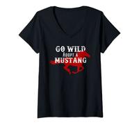 Womens Go Wild Adopt a Mustang Wild Mustang Horse Gift V-Neck T-Shirt