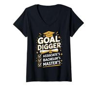 Womens Goal Digger Graduation Checklist Design V-Neck T-Shirt