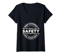 Womens Goal Zero Commitment | Safety First | Safety Champion Gift V-Neck T-Shirt