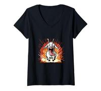 Womens Goat Explosion Chaos Goat Simulator V-Neck T-Shirt
