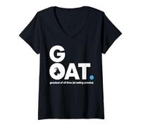 Women's Goat Greatest All time at Eating Snacks V-Neck T-Shirt
