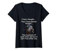 Women's Goat I had a Thought Funny Sarcastic Old or Older Person V-Neck T-Shirt