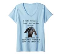 Women's Goat I had a Thought Funny Sarcastic Old or Older Person V-Neck T-Shirt