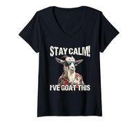 Womens Goat Lover STAY CALM I'VE GOAT THIS Funny Goat V-Neck T-Shirt