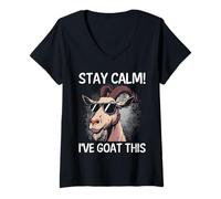 Womens Goat Lover STAY CALM I'VE GOAT THIS Funny Goats V-Neck T-Shirt