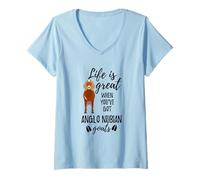 Womens Goat Lovers Meme | Pet Animal Pun Funny Anglo Nubian Goat V-Neck T-Shirt