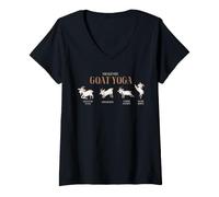 Women's Goat Yoga Four Basic Poses Funny Goat Stretching Chart V-Neck T-Shirt
