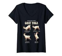 Women's Goat Yoga Four Basic Poses Funny Goat Stretching Chart V-Neck T-Shirt