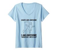 Women's Goats are Awesome I Am Awesome Therefore I Am A Goat V-Neck T-Shirt