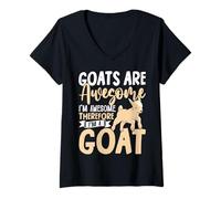 Womens Goats are Awesome I'm Awesome Therefore I'm A Goat Animal V-Neck T-Shirt