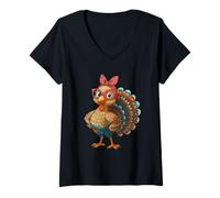 Womens Gobble Turkey Day Happy Thanksgiving for Toddlers Girls Kids V-Neck T-Shirt