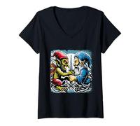 Women's Goblin Fighting Gnome Funny Creature Fantasy Hobgoblin V-Neck T-Shirt