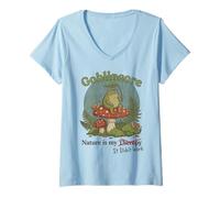 Women's Goblincore Nature is My Therapy It Didn't Work Funny Frog V-Neck T-Shirt