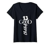 Womens GOD 13 YEARS JESUS 13TH BIRTHDAY V-Neck T-Shirt