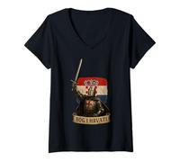 Womens God and Croats - Croatia | Hrvatska V-Neck T-Shirt