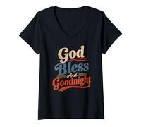 Women's God Bless and Goodnight, Goodnight Prayers, Prayers At Night V-Neck T-Shirt