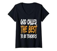 Women's God Called The Best to Be Teachers Faith V-Neck T-Shirt
