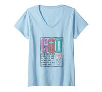 Women's GOD Designed Me Created Me Blessed Faith Design V-Neck T-Shirt