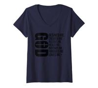 Womens GOD Designed Me Created Me Blesses Me Forgives Me Christian V-Neck T-Shirt