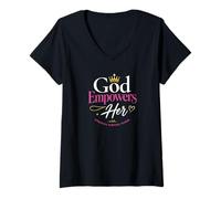 Women's God Empowers Her V-Neck T-Shirt