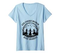 Womens God Forbid Women Have Hobbies Funny Witch Coven Feminist V-Neck T-Shirt