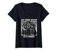 Womens God Forbid Women Have Hobbies Funny Witch Coven Feminist V-Neck T-Shirt