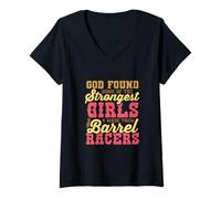 Womens God Found the Strongest Girls and Made Them Barrel Racers Te V-Neck T-Shirt