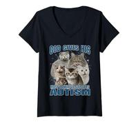 Womens God Gives His Most Powerful Soldiers Autism Funny Bootleg V-Neck T-Shirt