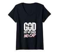 Women's God Got My Back No Cap Jesus V-Neck T-Shirt