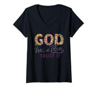 Women's God Has Plan Christian Design V-Neck T-Shirt