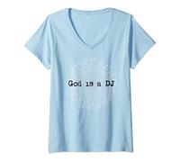 Womens God Is A DJ V-Neck T-Shirt