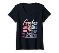 Womens God is Everywhere So Pray Anywhere V-Neck T-Shirt