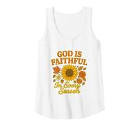 Womens God is Faithful in Every Season Sunflower Christian Women Tank Top