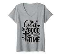 Womens God is Good All The time Jesus V-Neck T-Shirt
