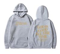 Womens God Is Good All The Time Letter Hoodies Cute Graphic Country with Hood Pullover Hoodies Y2K Jesus Casual Christian Outfits Fashion Essential Cartoon Trendy Backwoods Preppy Grey