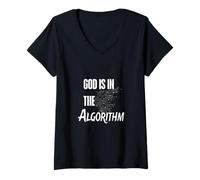 Womens God is in The Algorithm Sweater V-Neck T-Shirt