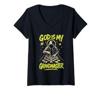 Womens God is My Grandmaster Christian Chess Player V-Neck T-Shirt