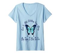 Womens God is Still Writing Your Story Stop Trying to Steal The Pen V-Neck T-Shirt